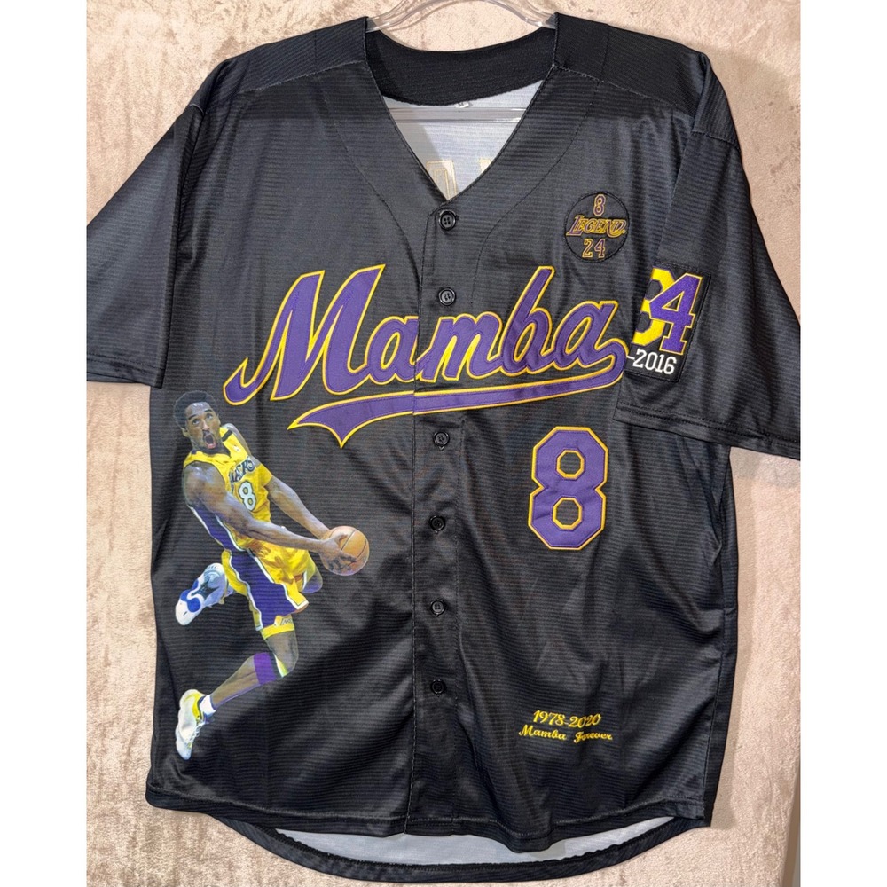 Custom Kobe Bryant Mamba Forever Tribute Jersey Los Angeles Lakers Black Size XL